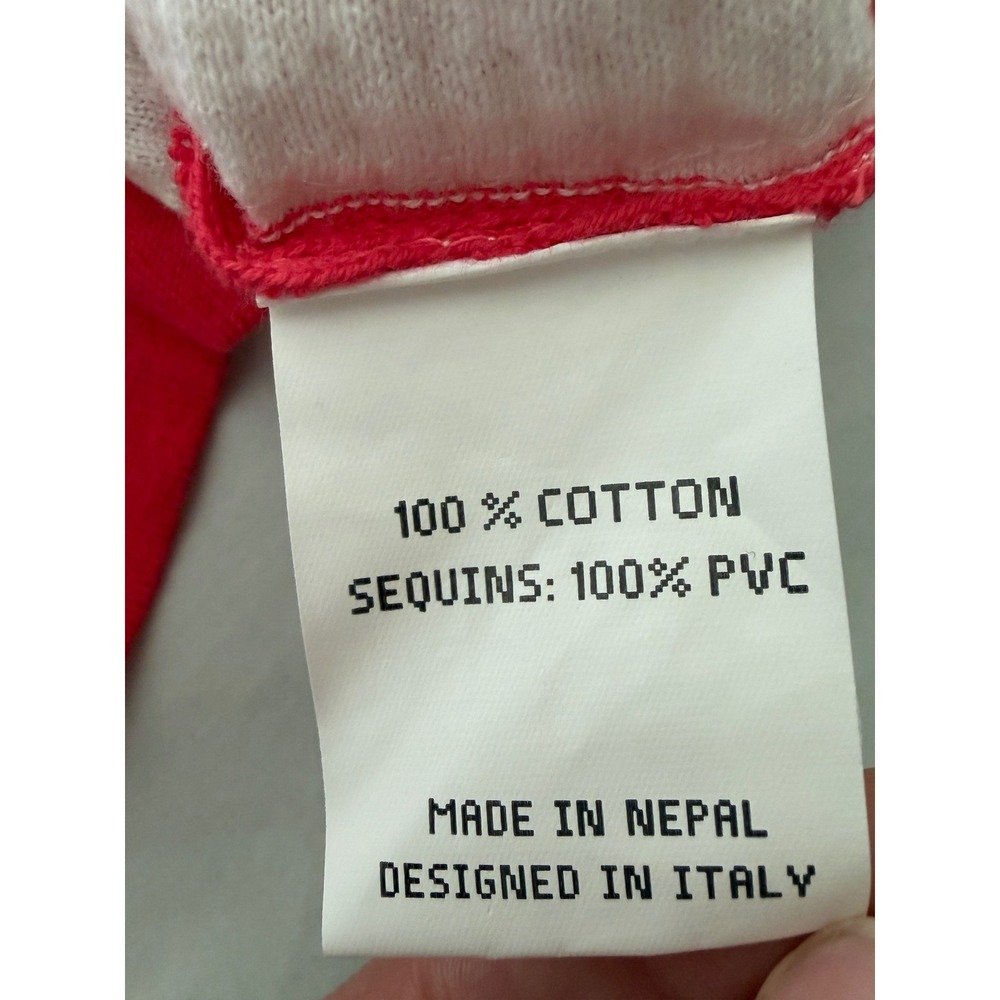 Happy Sheep Red White Striped Sequin Cotton Sweater Italian Design Women medium - Picture 6 of 9